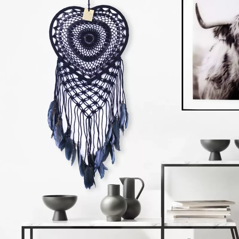 Drömfångare Virkad Hjärta Svart