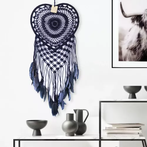 Drömfångare Virkad Hjärta Svart