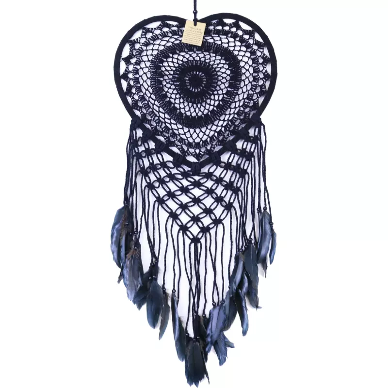 Drömfångare Virkad Hjärta Svart