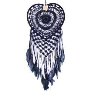 Drømmefanger Heklet Hjerte Sort