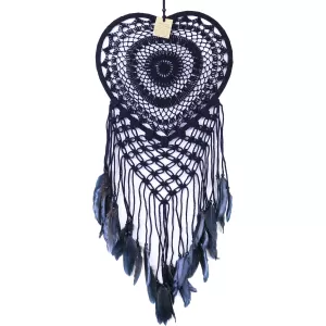Drømmefanger Heklet Hjerte Sort