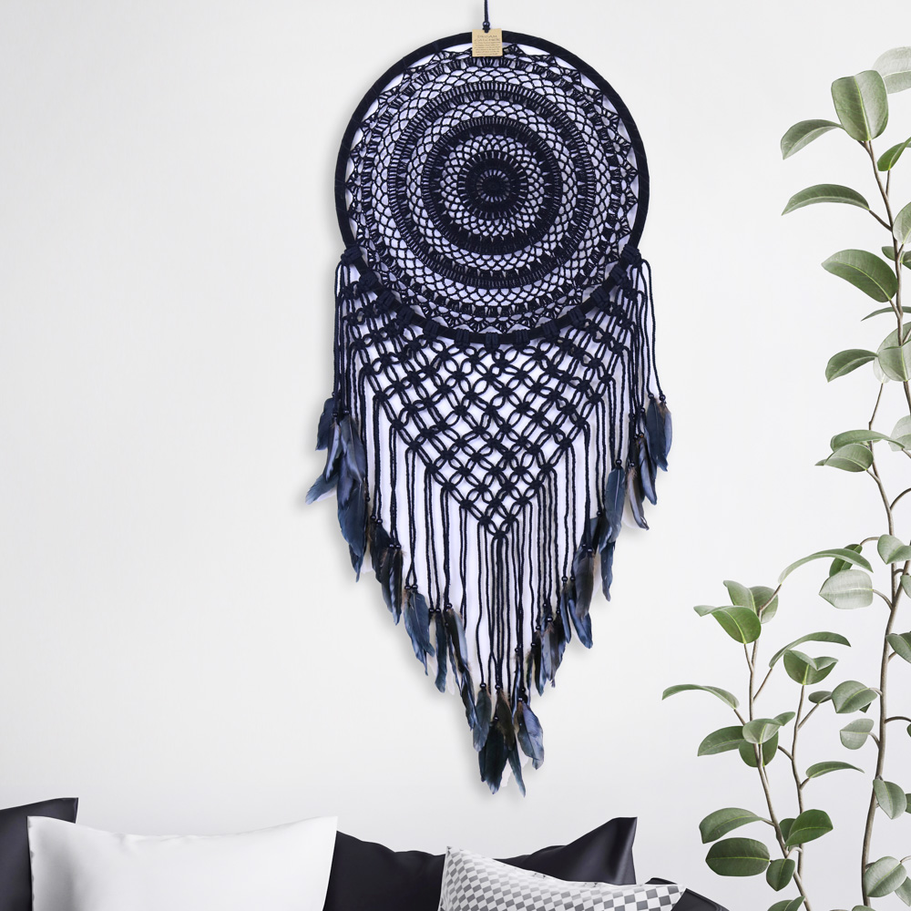Drømmefanger Heklet Sort