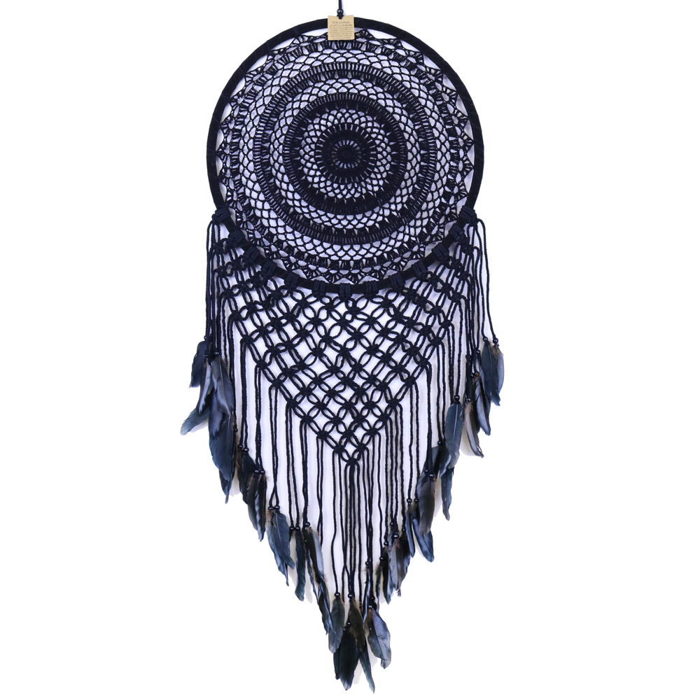Drømmefanger Heklet Sort