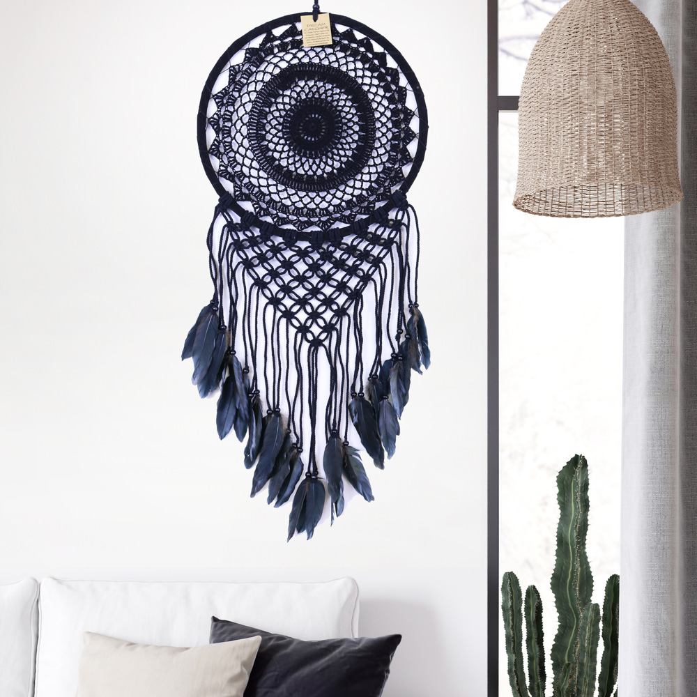 Drømmefanger Heklet Sort