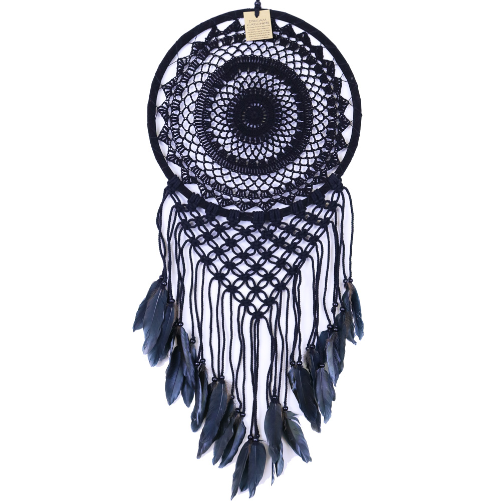 Drømmefanger Heklet Sort