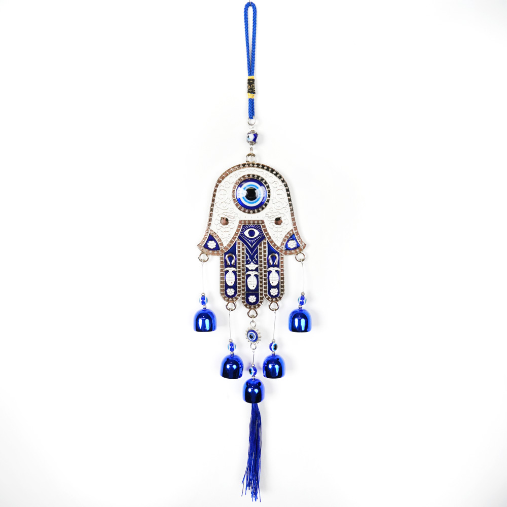 Vindspill Hamsa Hand Blått Øye