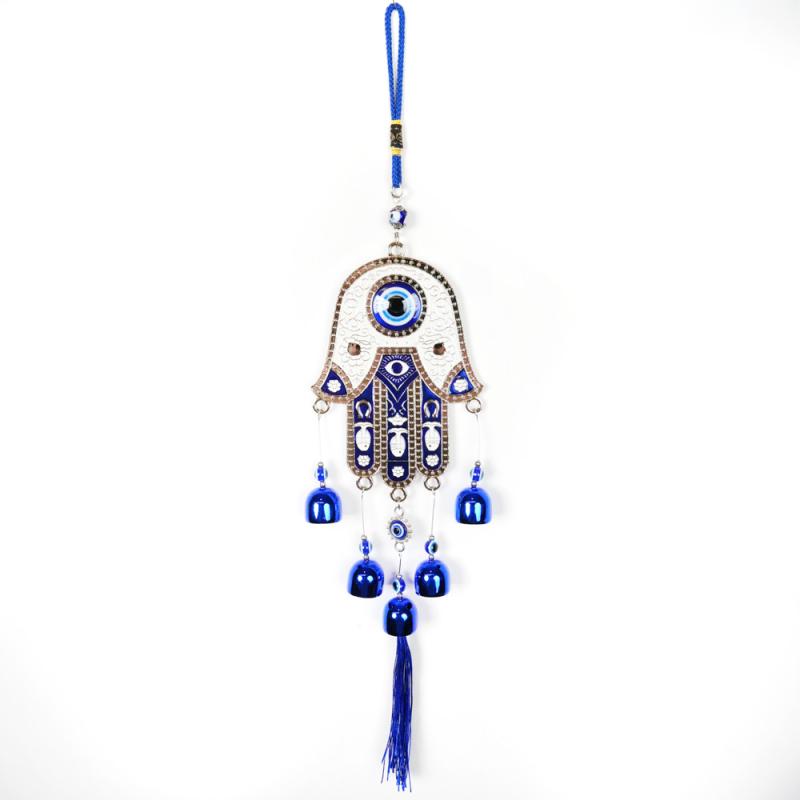 Vindspel Hamsa Hand Blå Ögat