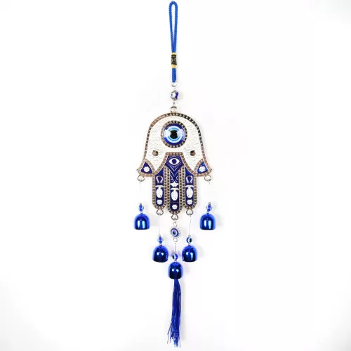 Vindspel Hamsa Hand Blå Ögat