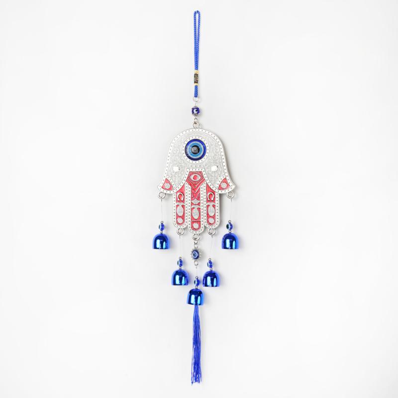 Vindspel Hamsa Hand Blå Ögat