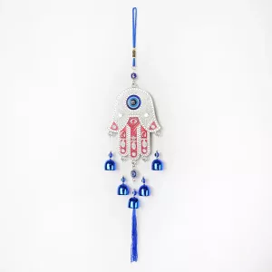 Vindspel Hamsa Hand Blå Ögat