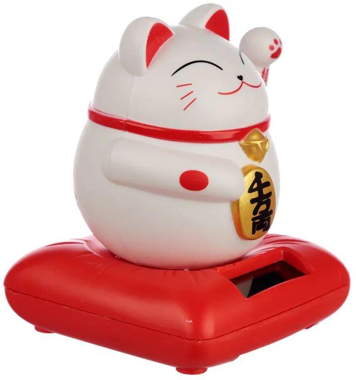 Solcellefigur Lucky Cat Hvit