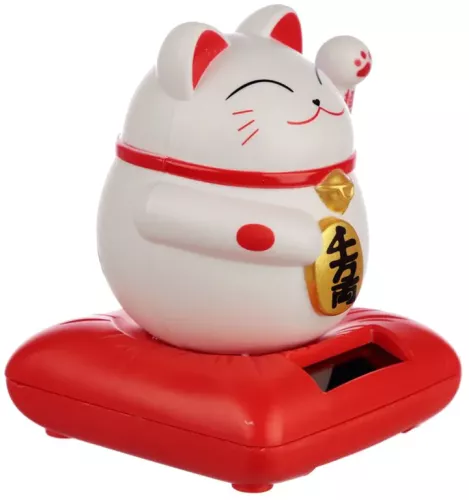 Solcellefigur Lucky Cat Hvit