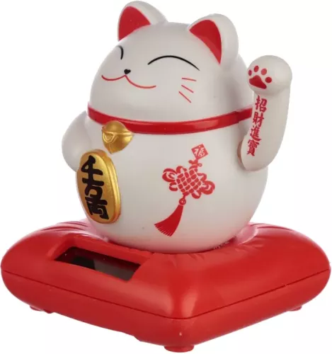Solcellefigur Lucky Cat Hvit