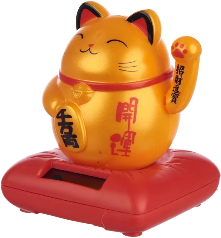 Solcellsfigur Lucky Cat Guld