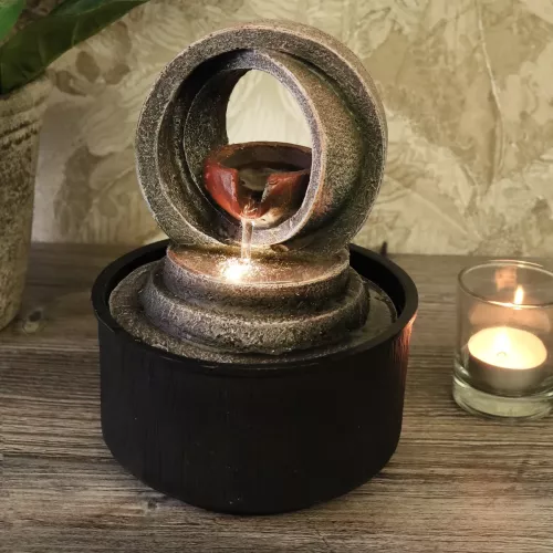 Fontän Cirkel Urna LED Belysning