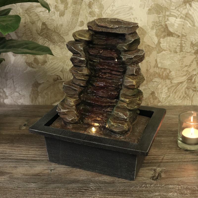 Fontän Vattenfall Sten LED Belysning