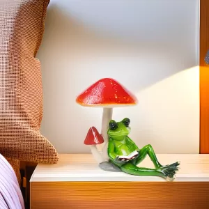 Groda Läser Bok under Svamp
