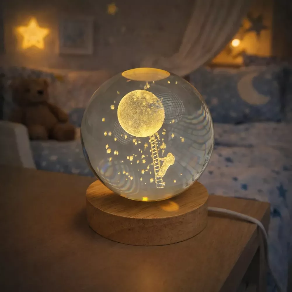 Glasskule Astronaut Måne LED