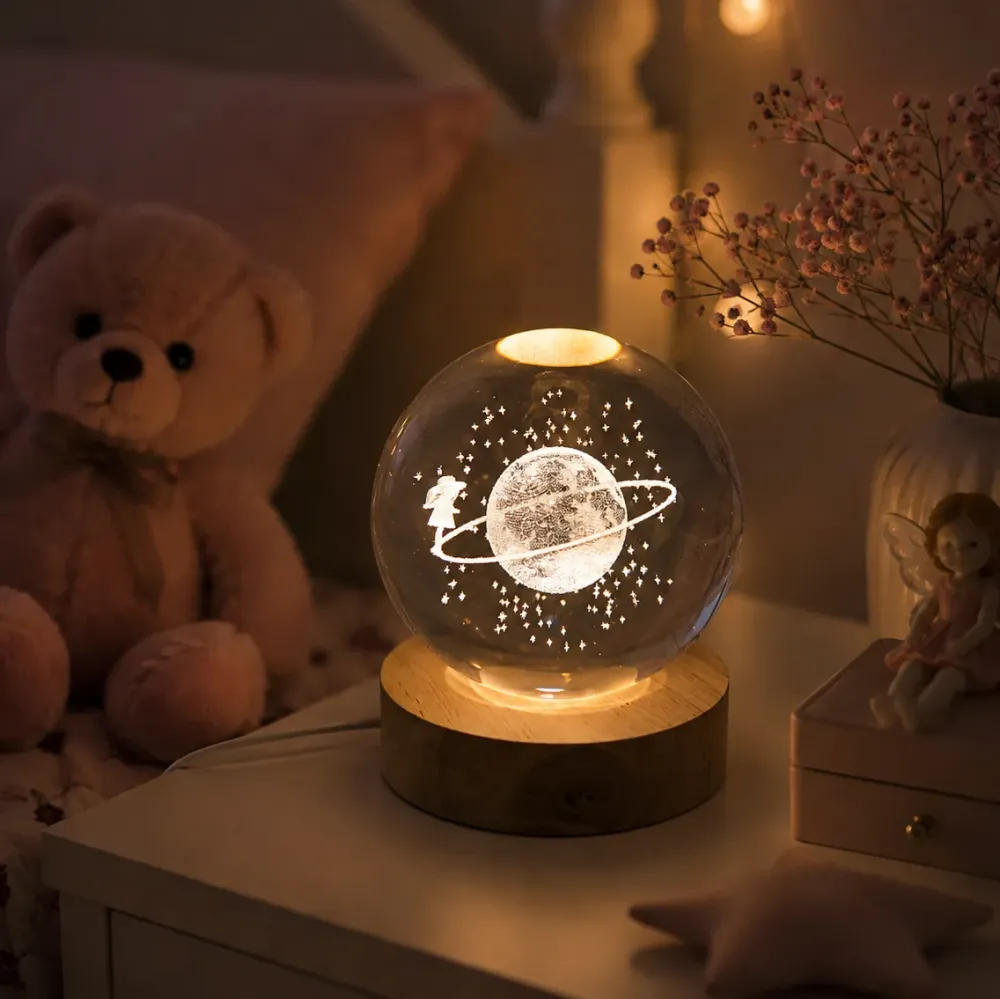 Glaskula Planet Tjej LED