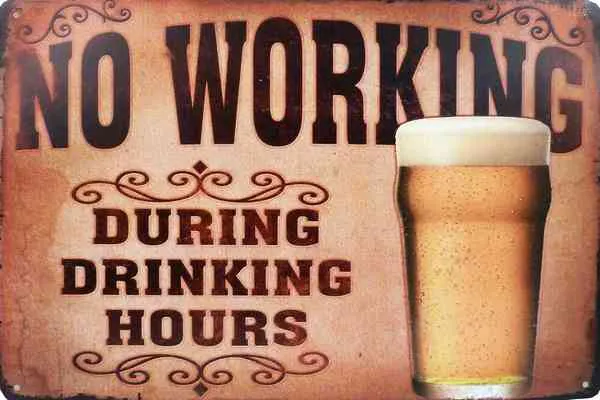 Tavla Plåtskylt Retro Drinking Hours
