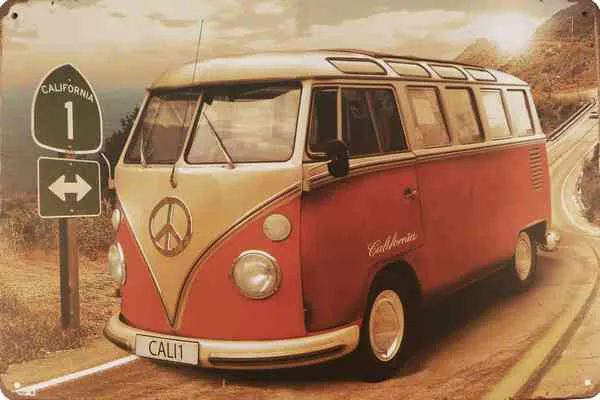 Metallskilt Retro Volkswagen Buss