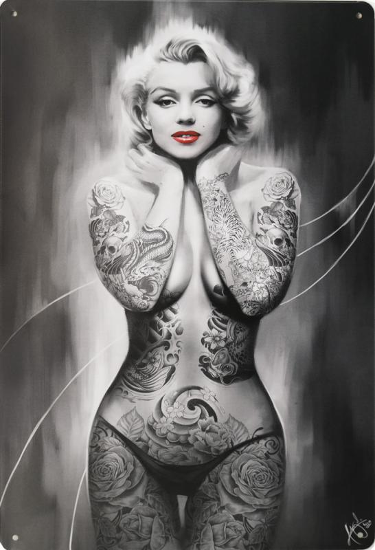 Tavla Plåtskylt Retro Marilyn Monroe Tatuering