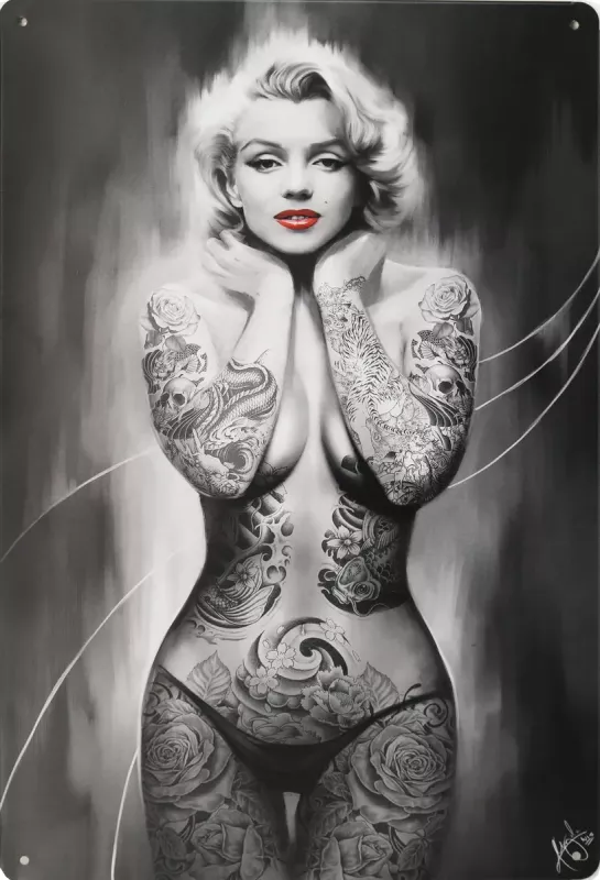 Metallskilt Retro Marilyn Monroe Tatovering