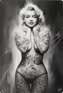 Tavla Plåtskylt Retro Marilyn Monroe Tatuering