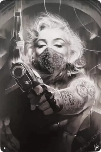 Tavla Plåtskylt Retro Marilyn Monroe Tatuering