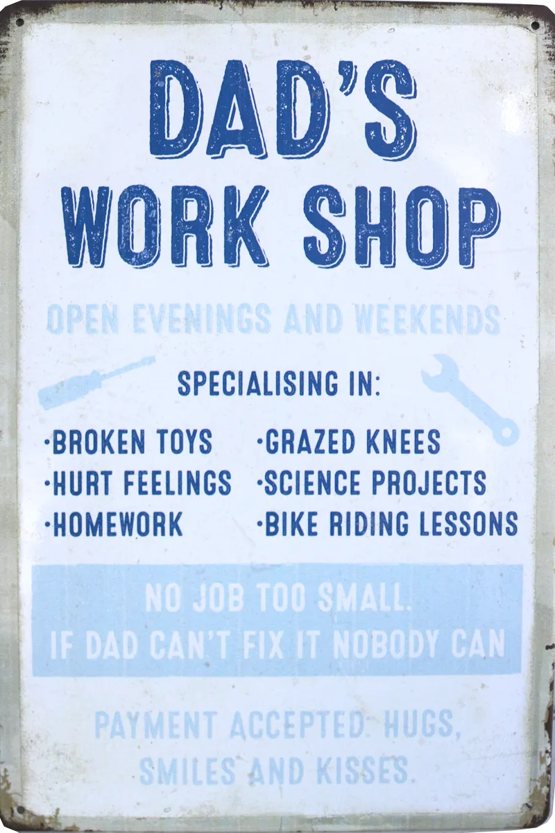 Metallskilt Retro Pappas Verkstad