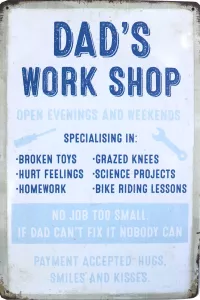 Tavla Plåtskylt Retro Pappas Verkstad