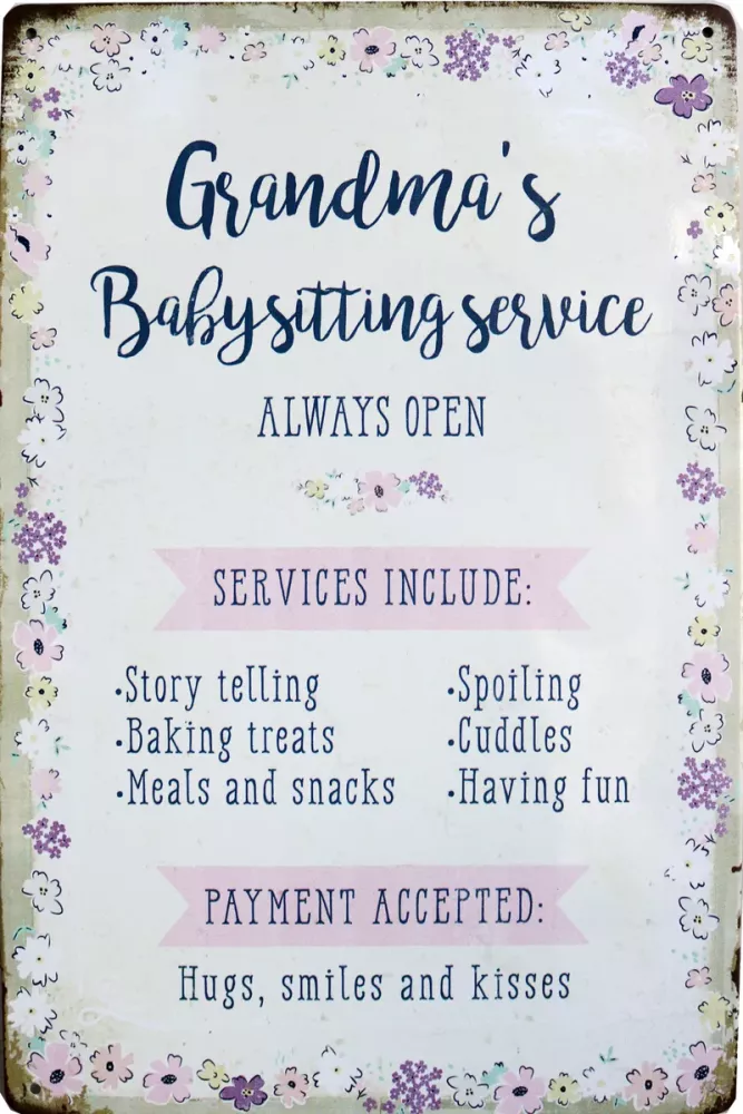 Tavla Plåtskylt Retro Mormor & Farmors Babis Service