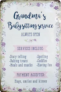 Metallskilt Retro Bestemors Baby Service