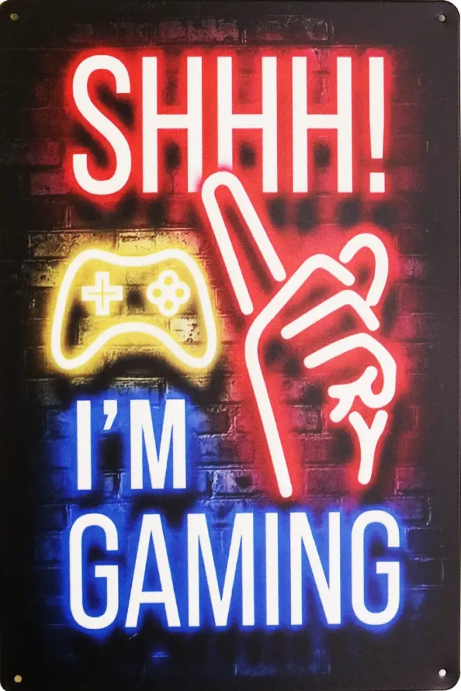 Metallskilt Retro SHHH I´m Gaming