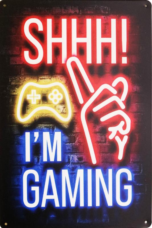 Tavla Plåtskylt Retro SHHH I´m Gaming