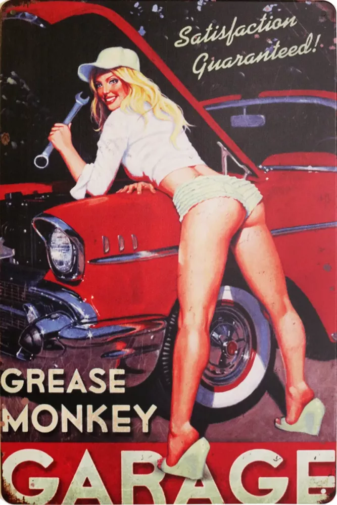 Tavla Plåtskylt Retro Garage Pinup