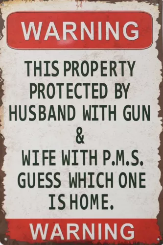 Tavla Plåtskylt Retro Warning PMS Wife