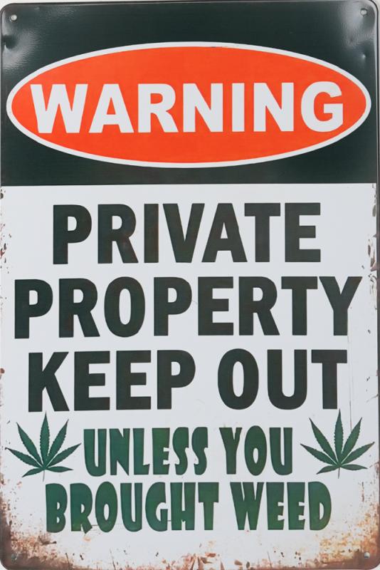 Tavla Plåtskylt Retro Private Property Hampa