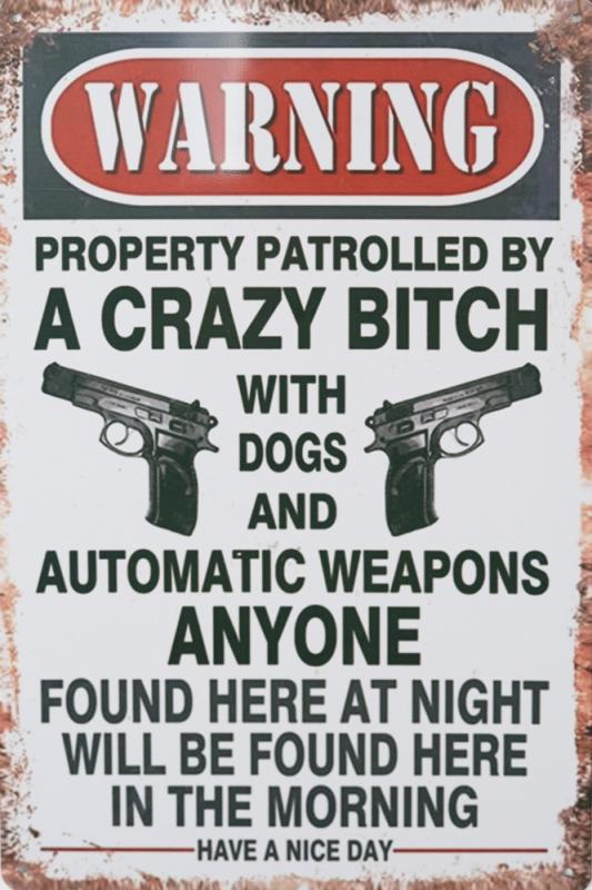 Tavla Plåtskylt Retro Crazy Bitch