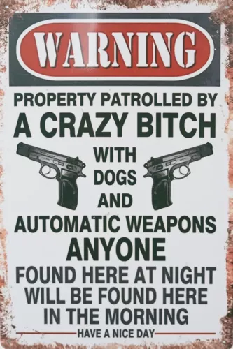 Tavla Plåtskylt Retro Crazy Bitch