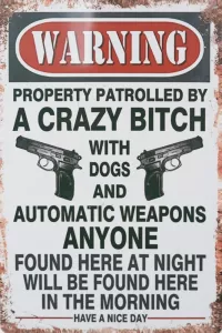 Tavla Plåtskylt Retro Crazy Bitch