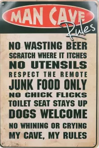 Metallskilt Retro Man Cave Rule