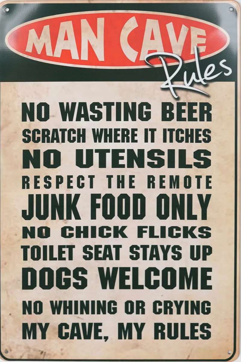 Metallskilt Retro Man Cave Rule