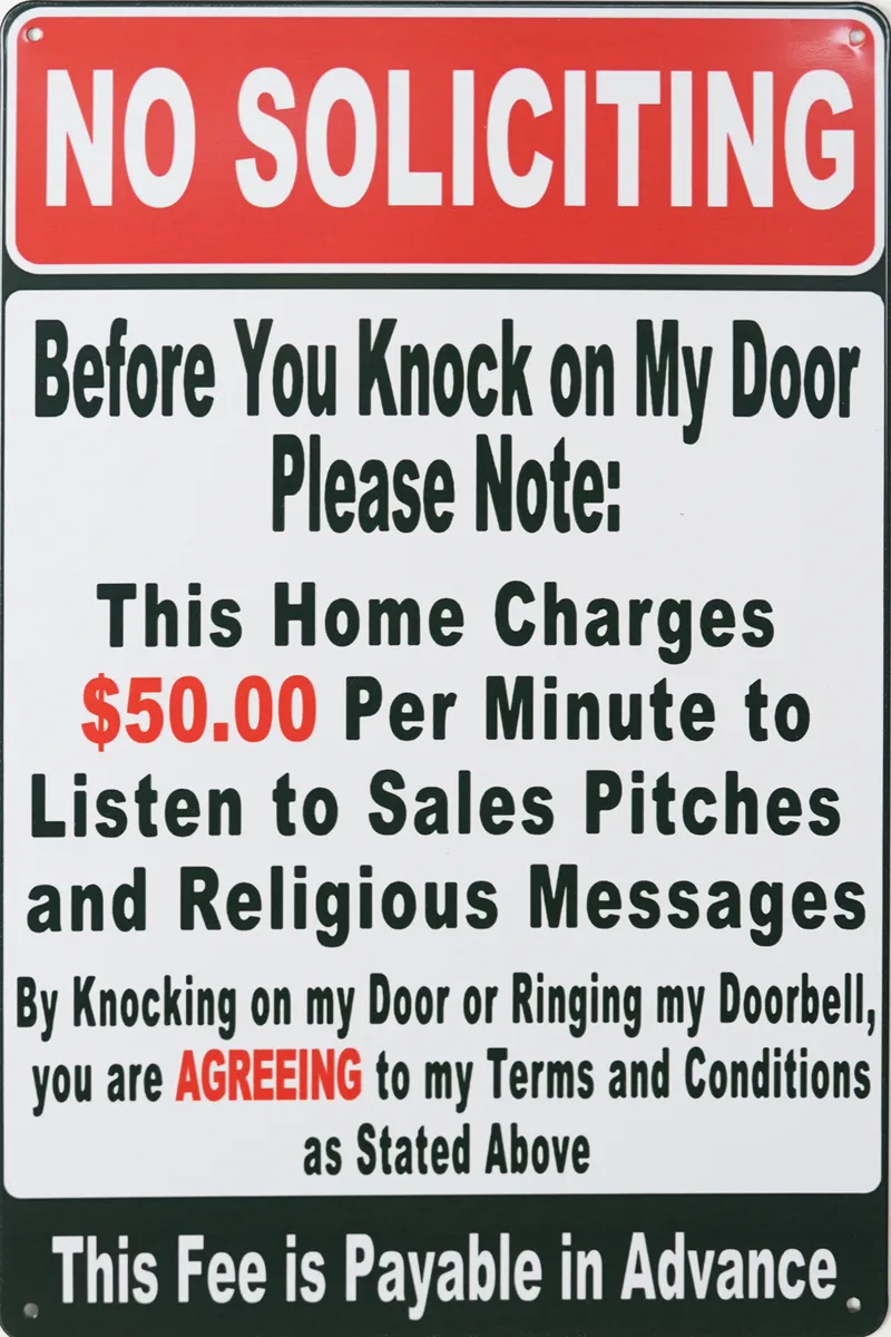Metallskilt Retro No Soliciting
