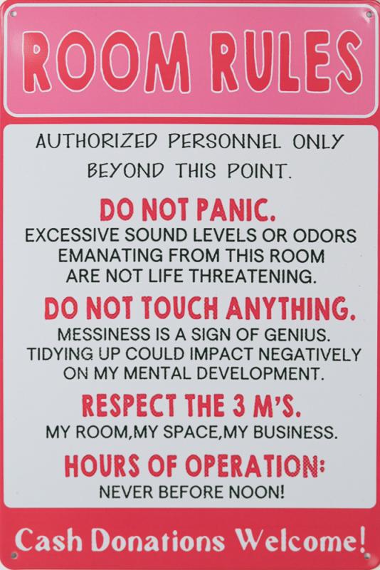 Tavla Plåtskylt Retro Room Rule