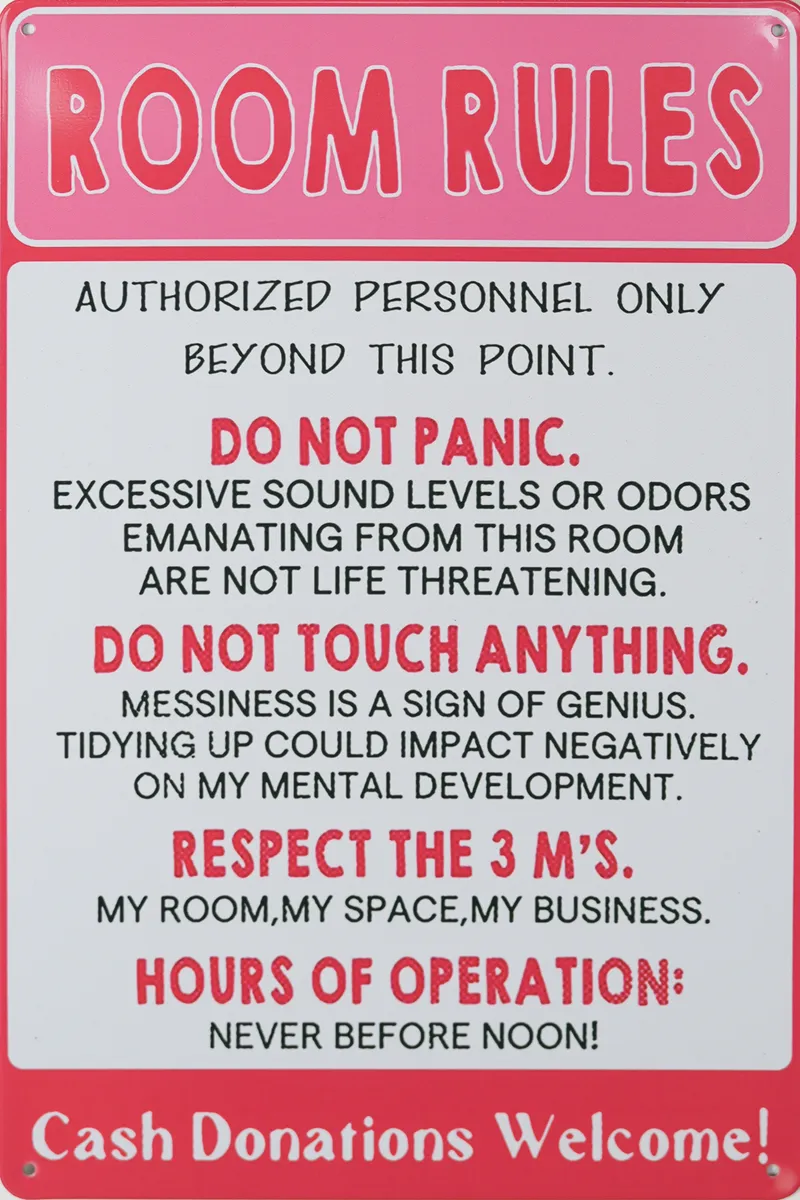 Metallskilt Retro Room Rule