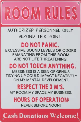 Tavla Plåtskylt Retro Room Rule