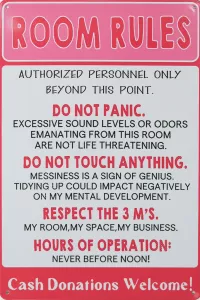 Metallskilt Retro Room Rule