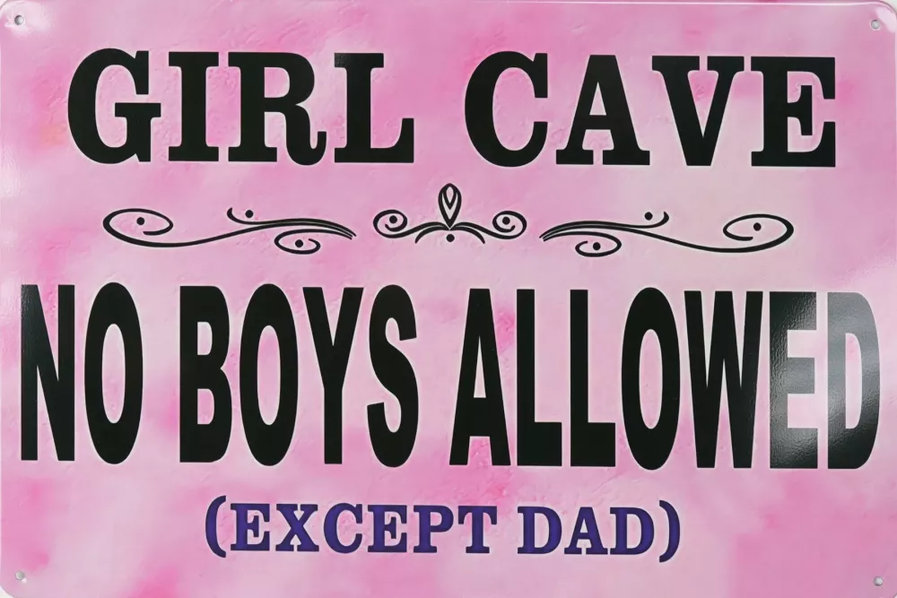 Tavla Plåtskylt Retro Girl Cave