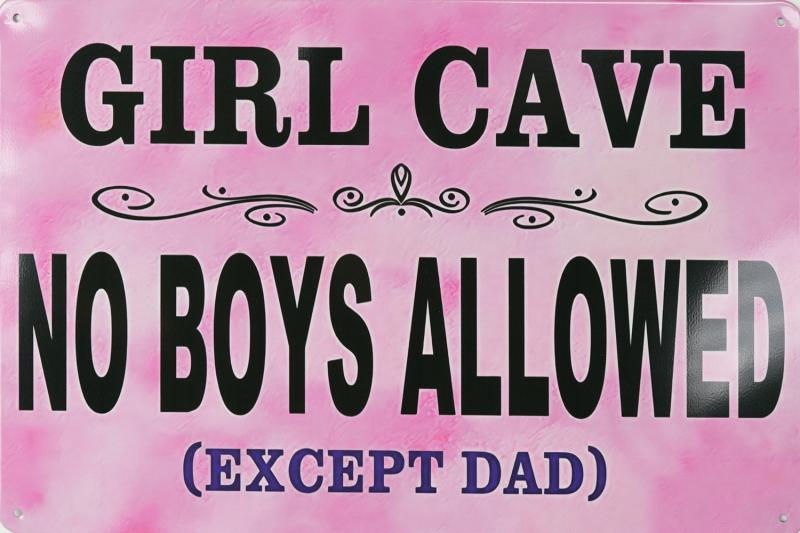 Tavla Plåtskylt Retro Girl Cave